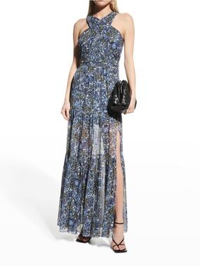 VERONICA BEARD Florencia Floral Crossover Silk Maxi Dress